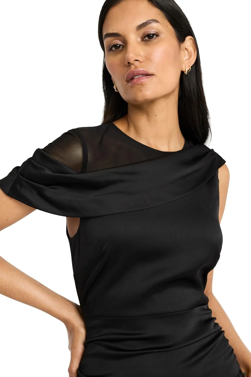 Maggy London Women's Asymmetrical One Shoulder Maxi Gown-Elegant Formal Evening Dress