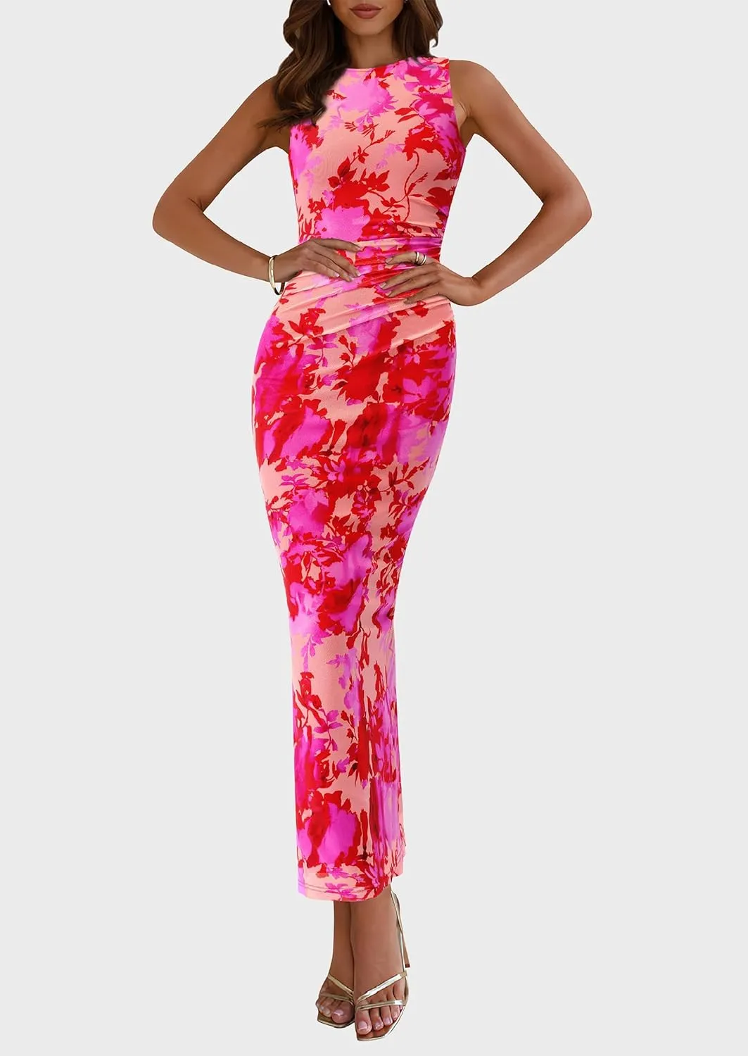 Maxi Dresses for Women - Wedding Guest Cocktail with Sleeveless Mesh Design, Summer Resort & Beach Bodycon Dress