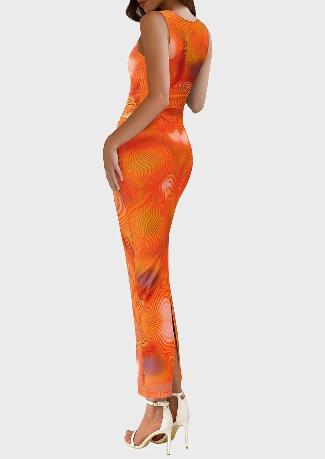 Maxi Dresses for Women - Wedding Guest Cocktail with Sleeveless Mesh Design, Summer Resort & Beach Bodycon Dress