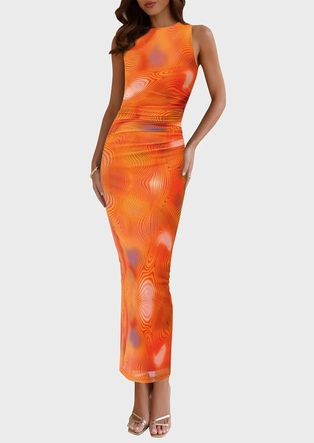 Maxi Dresses for Women - Wedding Guest Cocktail with Sleeveless Mesh Design, Summer Resort & Beach Bodycon Dress