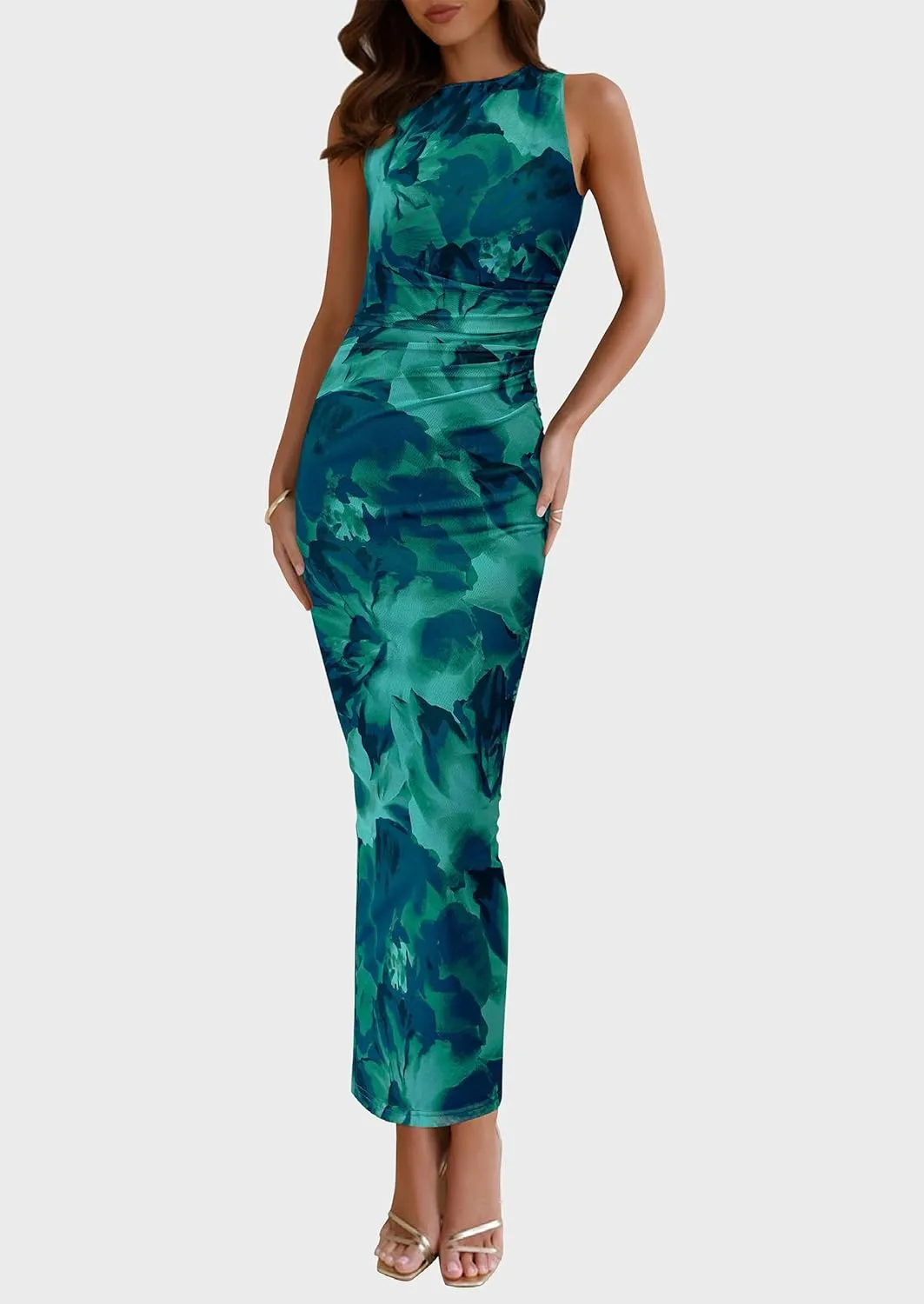 Maxi Dresses for Women - Wedding Guest Cocktail with Sleeveless Mesh Design, Summer Resort & Beach Bodycon Dress