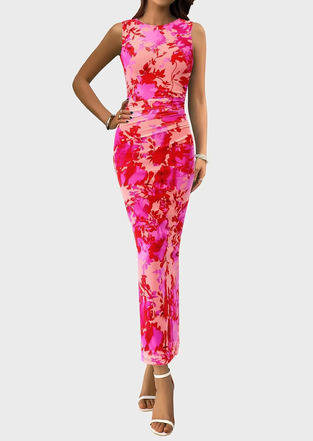 Maxi Dresses for Women - Wedding Guest Cocktail with Sleeveless Mesh Design, Summer Resort & Beach Bodycon Dress