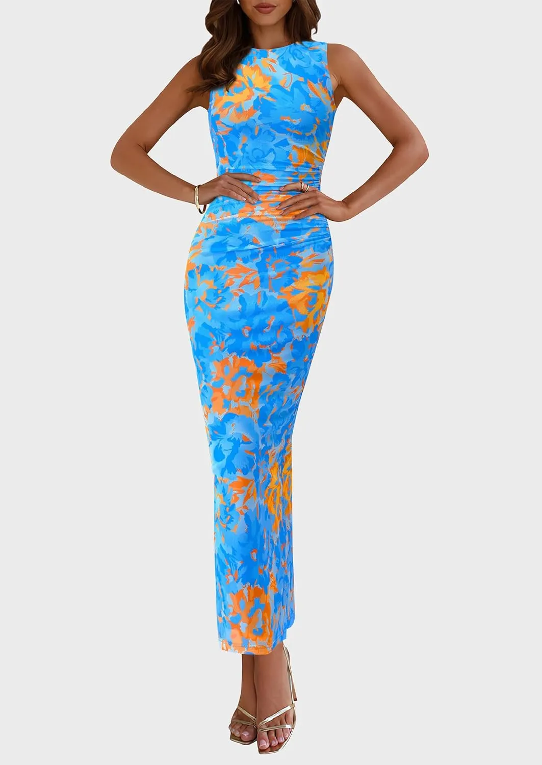 Maxi Dresses for Women - Wedding Guest Cocktail with Sleeveless Mesh Design, Summer Resort & Beach Bodycon Dress