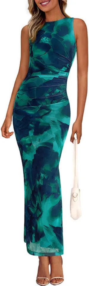 Maxi Dresses for Women - Wedding Guest Cocktail with Sleeveless Mesh Design, Summer Resort & Beach Bodycon Dress