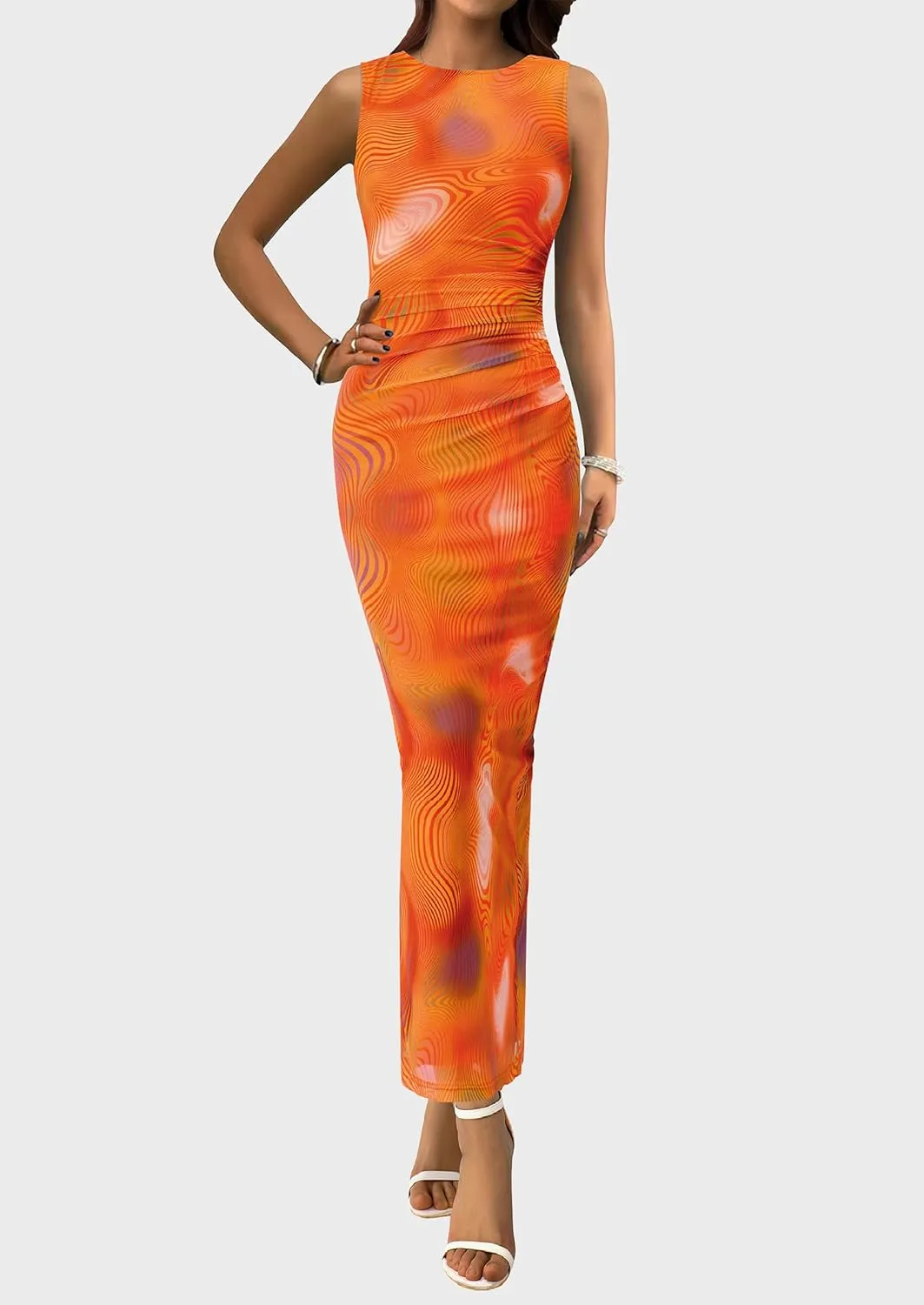 Maxi Dresses for Women - Wedding Guest Cocktail with Sleeveless Mesh Design, Summer Resort & Beach Bodycon Dress