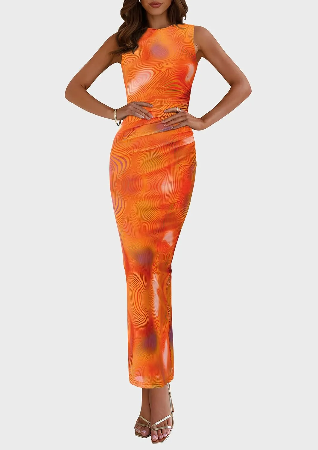 Maxi Dresses for Women - Wedding Guest Cocktail with Sleeveless Mesh Design, Summer Resort & Beach Bodycon Dress