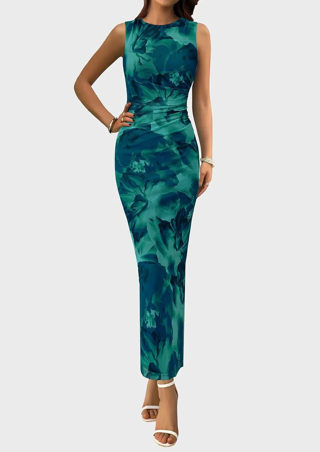 Maxi Dresses for Women - Wedding Guest Cocktail with Sleeveless Mesh Design, Summer Resort & Beach Bodycon Dress