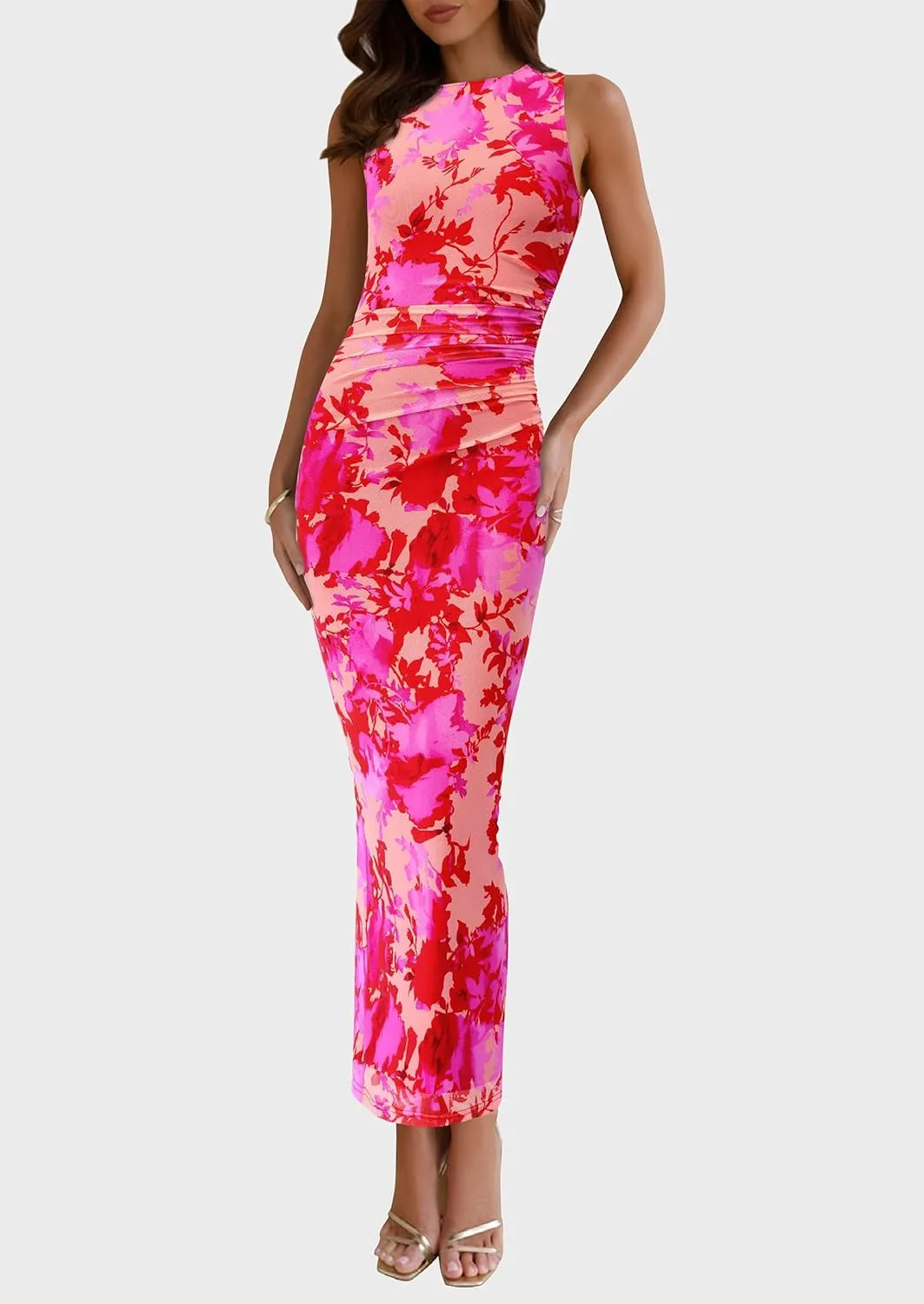 Maxi Dresses for Women - Wedding Guest Cocktail with Sleeveless Mesh Design, Summer Resort & Beach Bodycon Dress