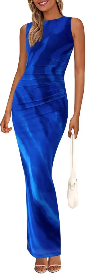 Maxi Dresses for Women - Wedding Guest Cocktail with Sleeveless Mesh Design, Summer Resort & Beach Bodycon Dress