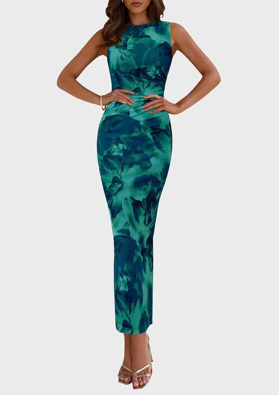 Maxi Dresses for Women - Wedding Guest Cocktail with Sleeveless Mesh Design, Summer Resort & Beach Bodycon Dress