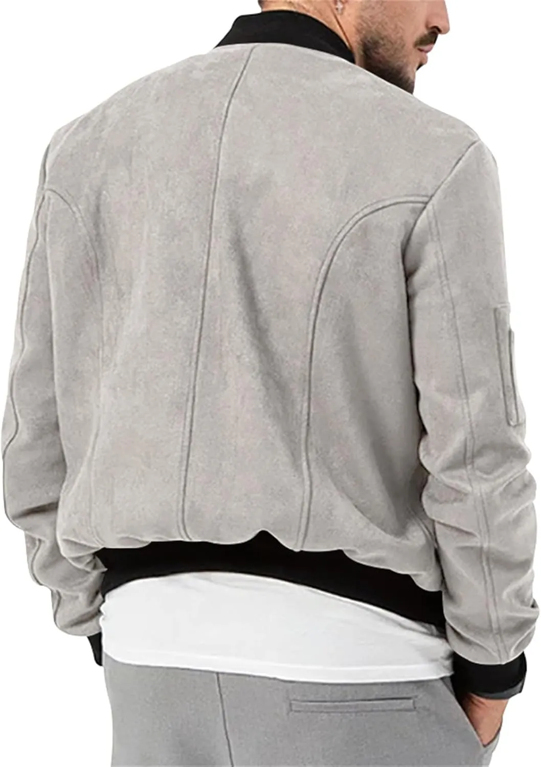 Mens Bomber Jackets Casual Lightweight Faux Leather Suede Jacket Softshell Flight Varsity Jacket Windbreaker for Men