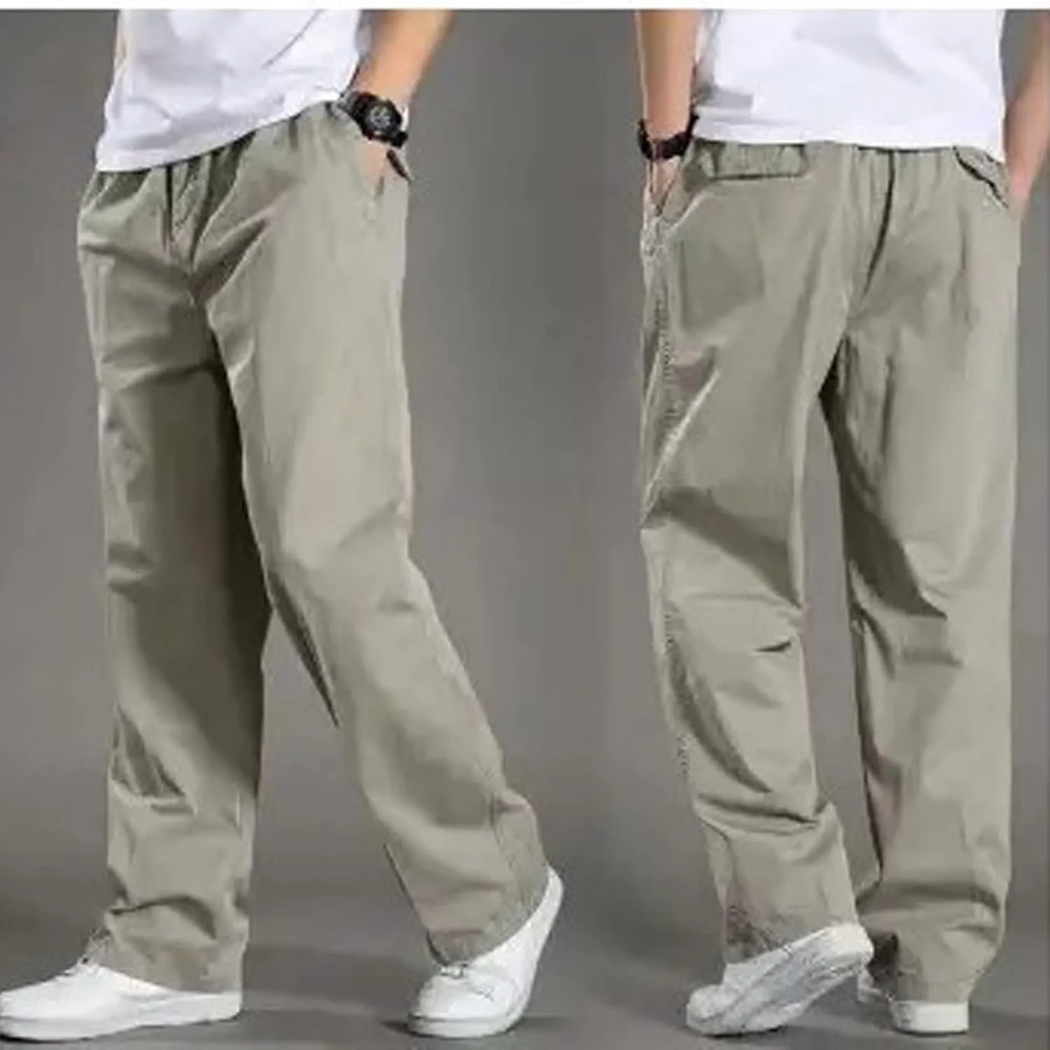 Men's Cargo Pants Slim Solid Straight Sports Trousers Casual Outdoor Breathable Full Pants Comfort Basic