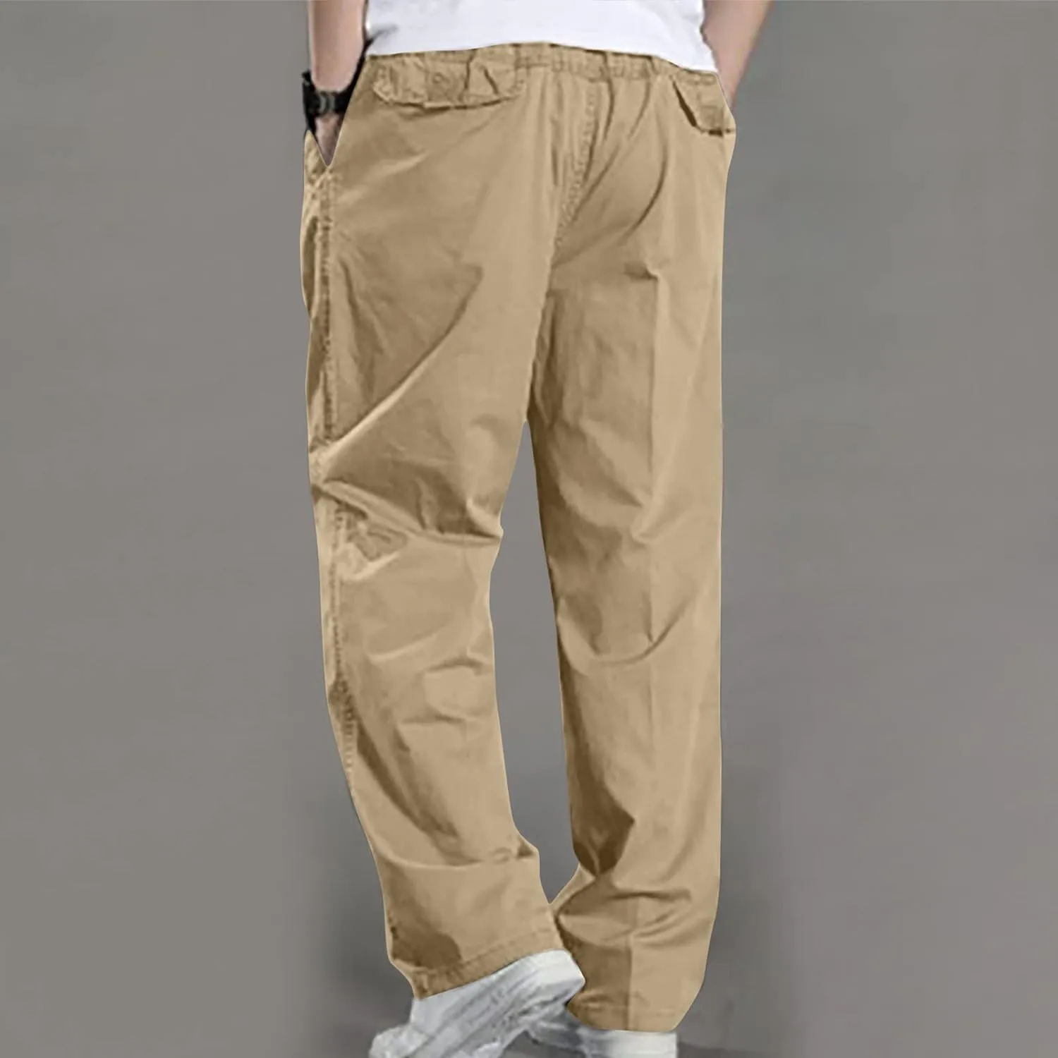 Men's Cargo Pants Slim Solid Straight Sports Trousers Casual Outdoor Breathable Full Pants Comfort Basic