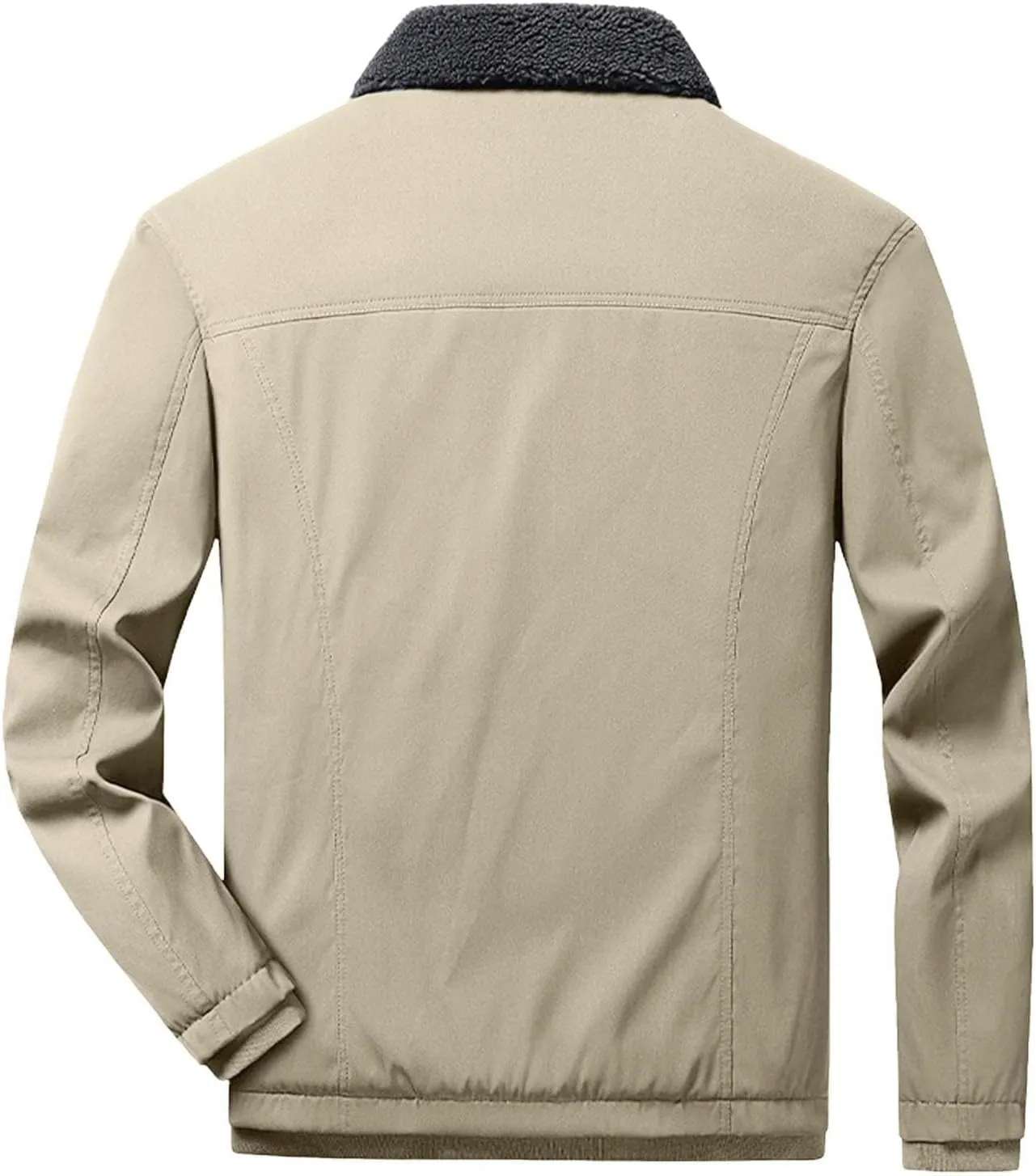 Men's Corduroy Jacket Sherpa Lined Trucker Jackets Cotton Turn-Down Collar Warm Winter Jacket with Pockets