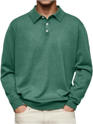 Men's Fashion Casual Comfortable Shirt Shirt Autumn Winter Long-Sleeved V-Neck Buttons Solid Colour Bottoming
