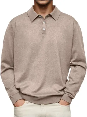 Men's Fashion Casual Comfortable Shirt Shirt Autumn Winter Long-Sleeved V-Neck Buttons Solid Colour Bottoming