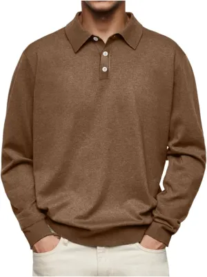 Men's Fashion Casual Comfortable Shirt Shirt Autumn Winter Long-Sleeved V-Neck Buttons Solid Colour Bottoming
