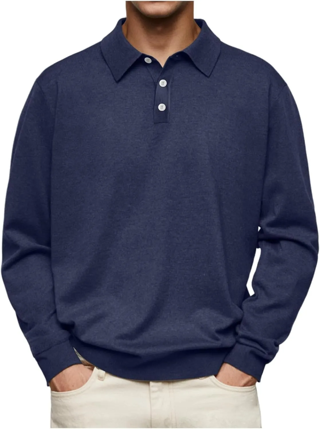 Men's Fashion Casual Comfortable Shirt Shirt Autumn Winter Long-Sleeved V-Neck Buttons Solid Colour Bottoming