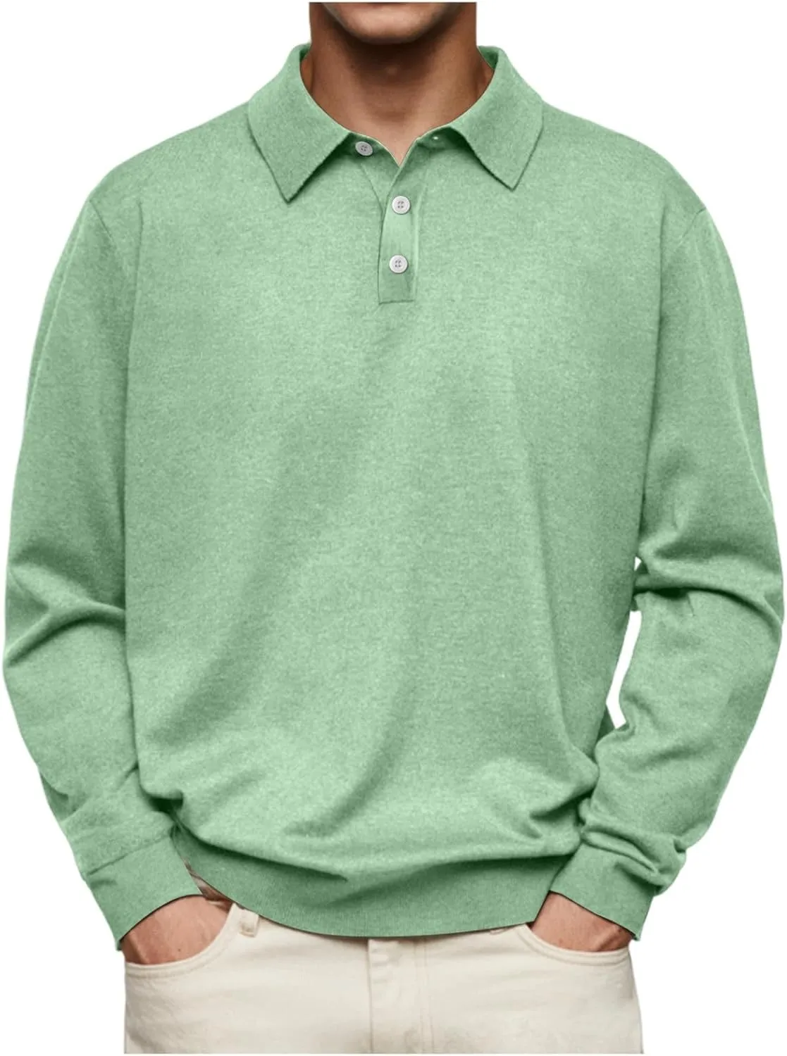 Men's Fashion Casual Comfortable Shirt Shirt Autumn Winter Long-Sleeved V-Neck Buttons Solid Colour Bottoming