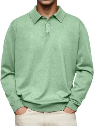Men's Fashion Casual Comfortable Shirt Shirt Autumn Winter Long-Sleeved V-Neck Buttons Solid Colour Bottoming