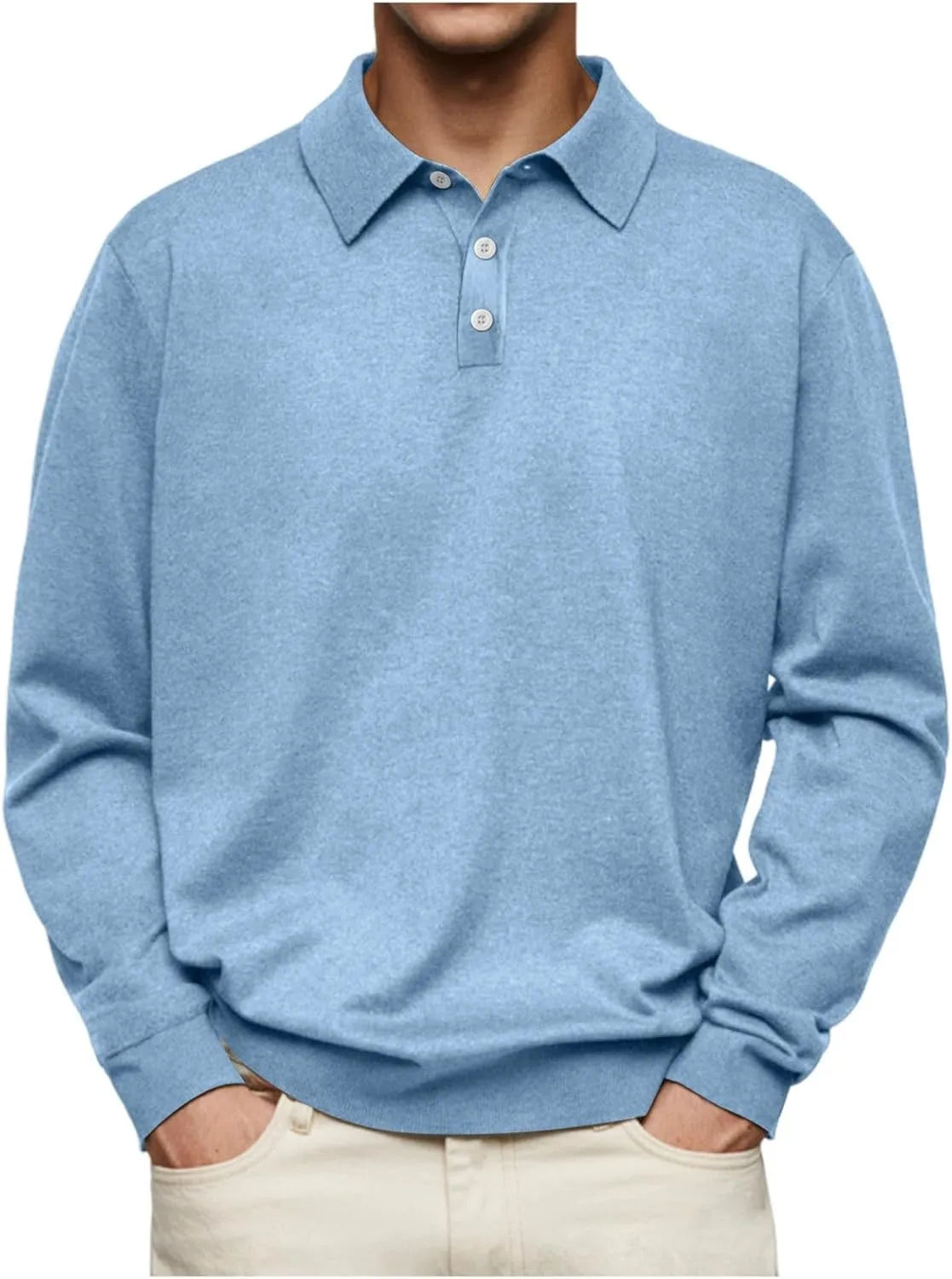 Men's Fashion Casual Comfortable Shirt Shirt Autumn Winter Long-Sleeved V-Neck Buttons Solid Colour Bottoming