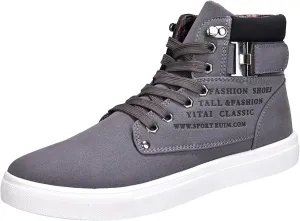 Men's High Top Sneakers Retro Casual Lace Up Sport Shoes Flat Bottom Walking Boots Outdoor Men Ledge Mid Boot