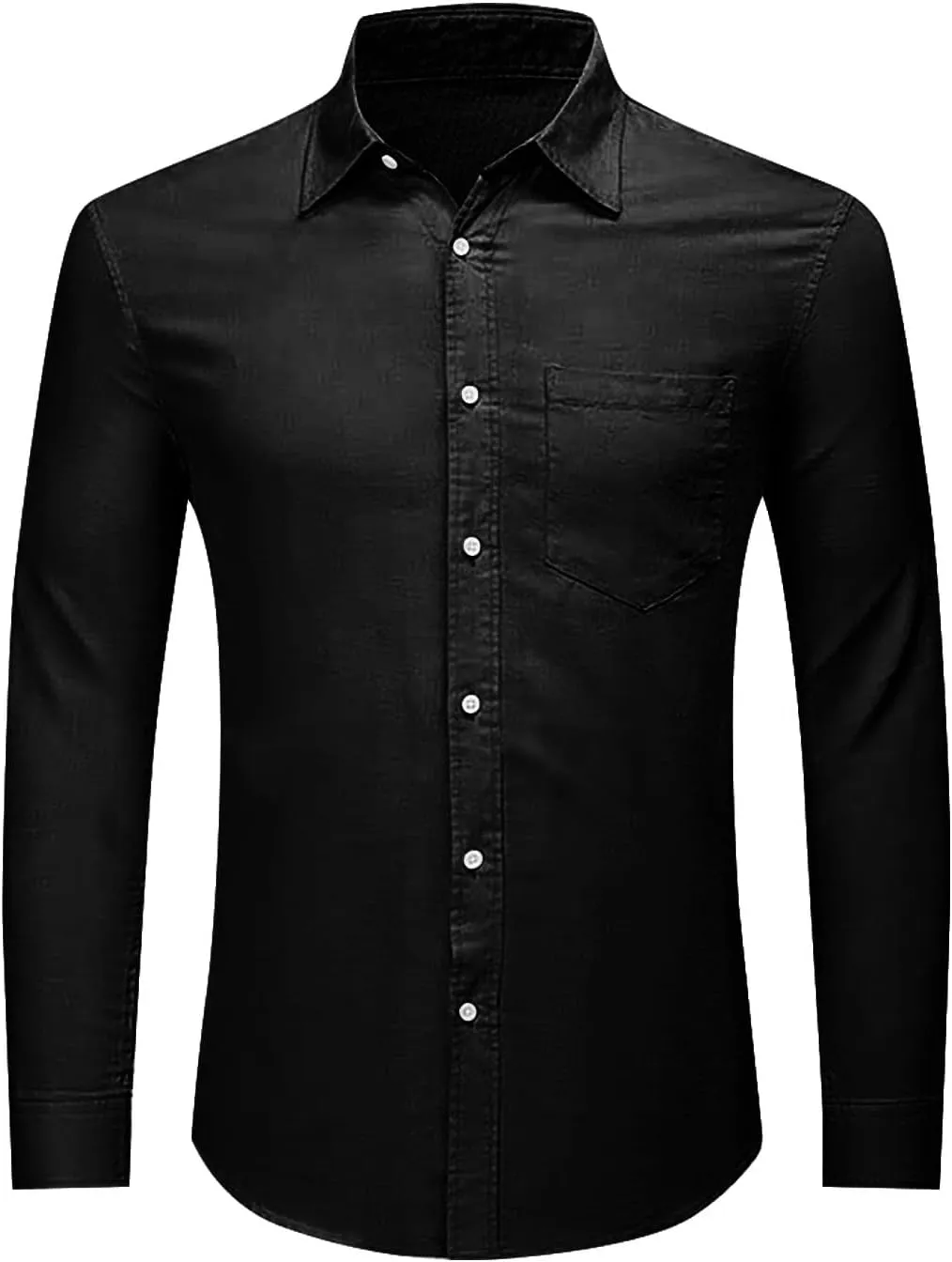 Men's Linen Shirts Button Down Collar Long Sleeve Dress Shirt Tropical Summer Casual Hawaiian Beach Untucked Tops