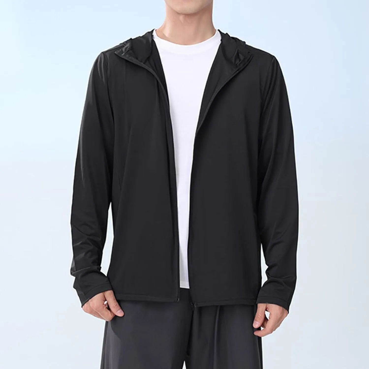Men's Outdoor Ice Silk Yarn Sunscreen Clothing Men's Tshirts Heavyweight Cotton Crewneck Tee Tall Sizes Short