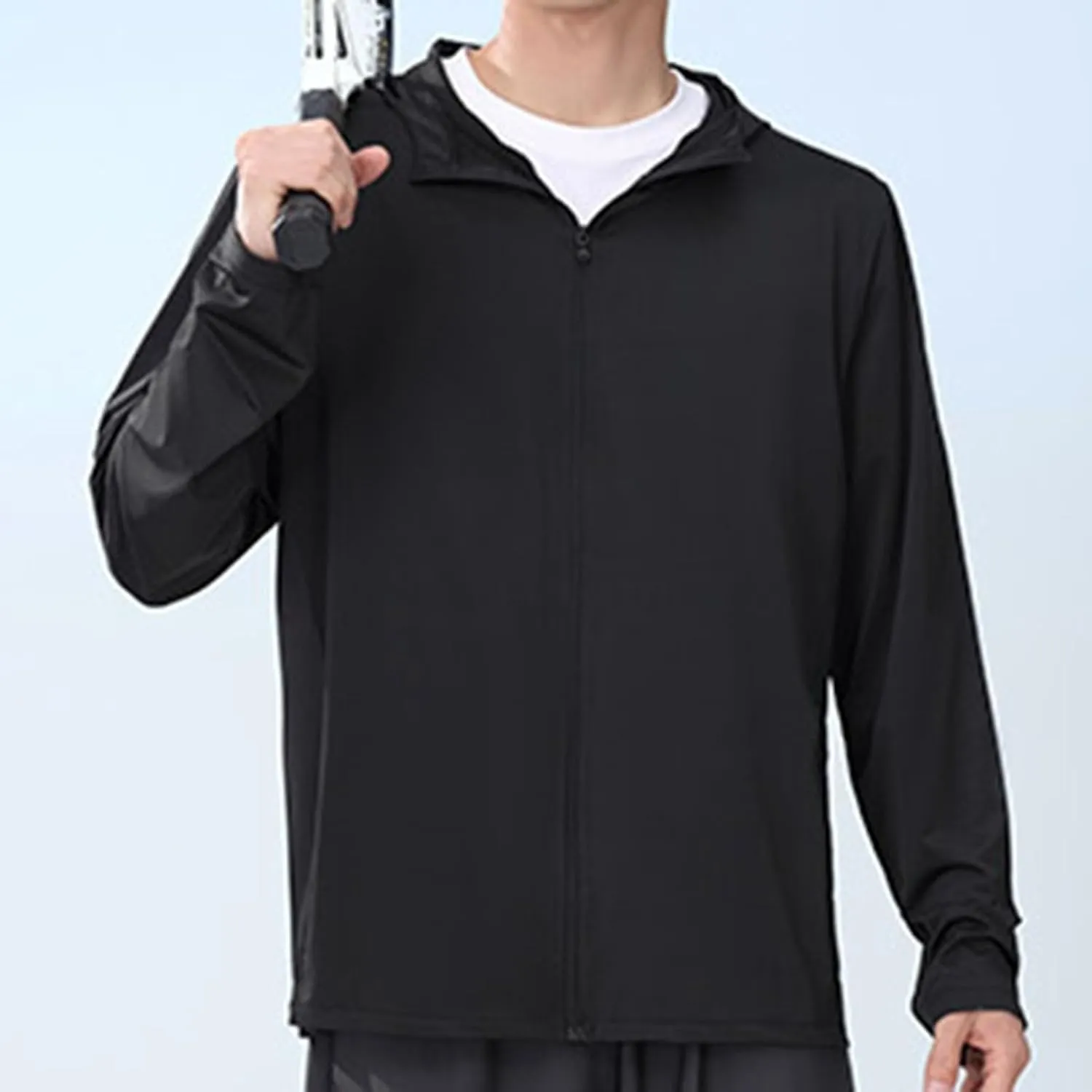 Men's Outdoor Ice Silk Yarn Sunscreen Clothing Men's Tshirts Heavyweight Cotton Crewneck Tee Tall Sizes Short