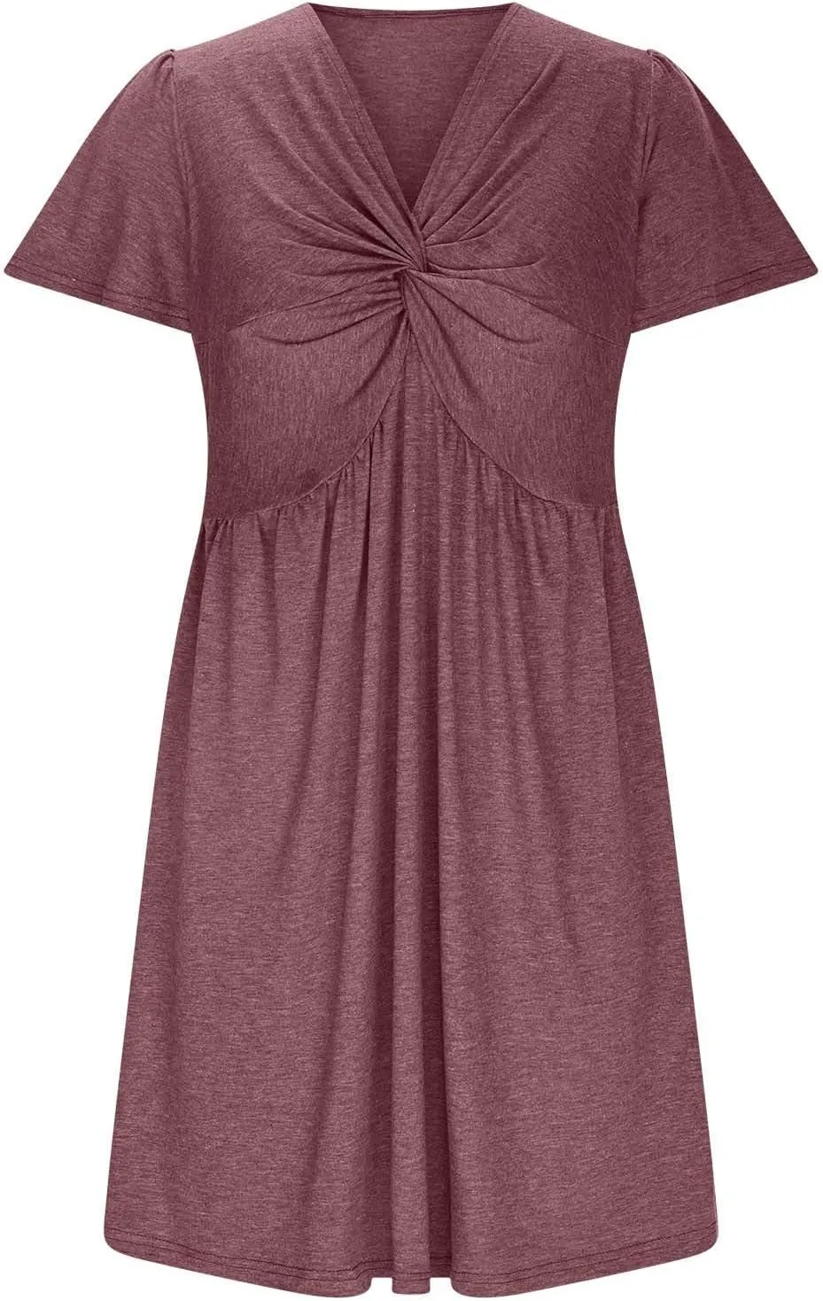 Mini Dress for Women Twist Front V Neck Summer Dresses Short Sleeve Casual Sundress Boho Beach Cruise Outfits 2025