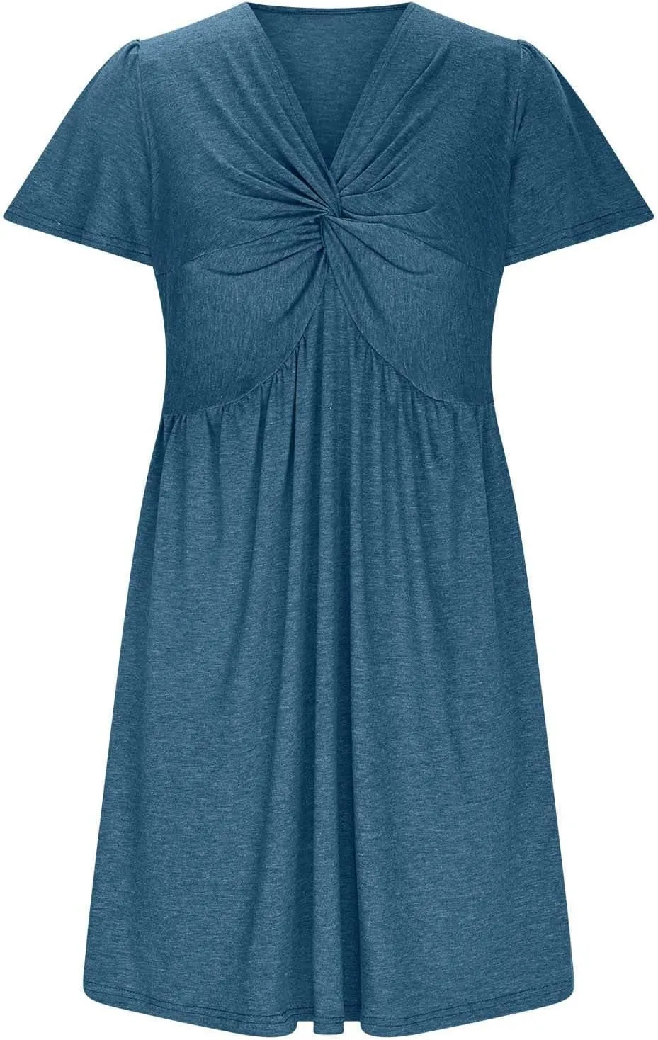 Mini Dress for Women Twist Front V Neck Summer Dresses Short Sleeve Casual Sundress Boho Beach Cruise Outfits 2025