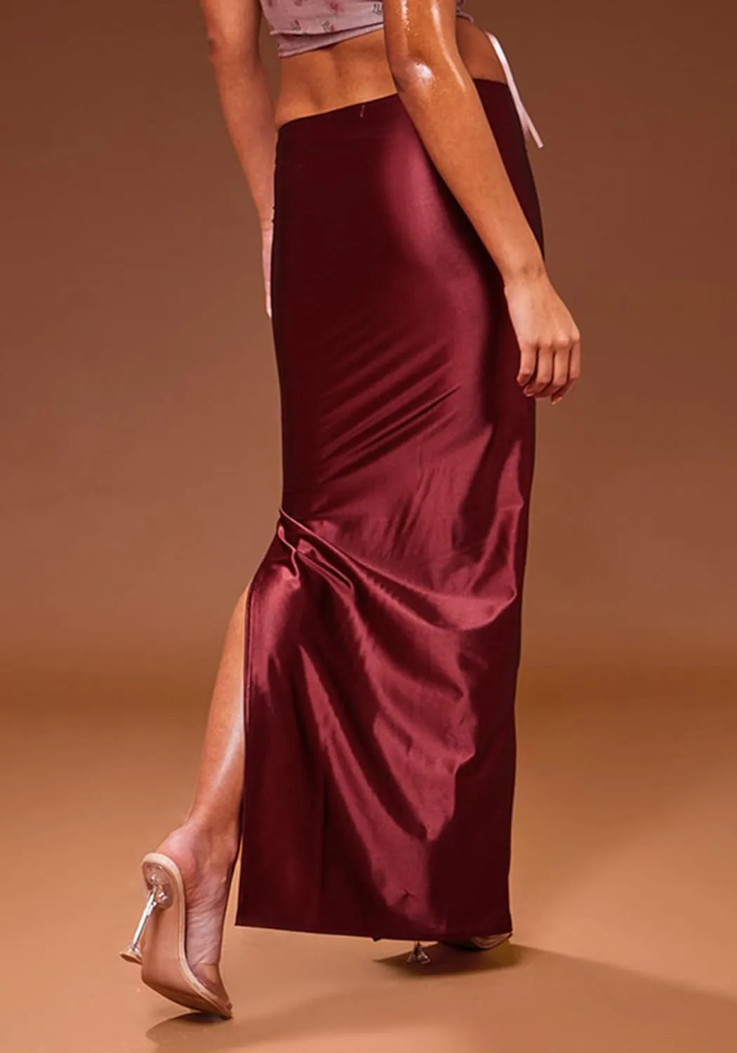 Molisry Women's Satin Silk Skirt Dressy High Waisted Side Slit Elegant A-Line Long Maxi Pencil Skirt Wedding