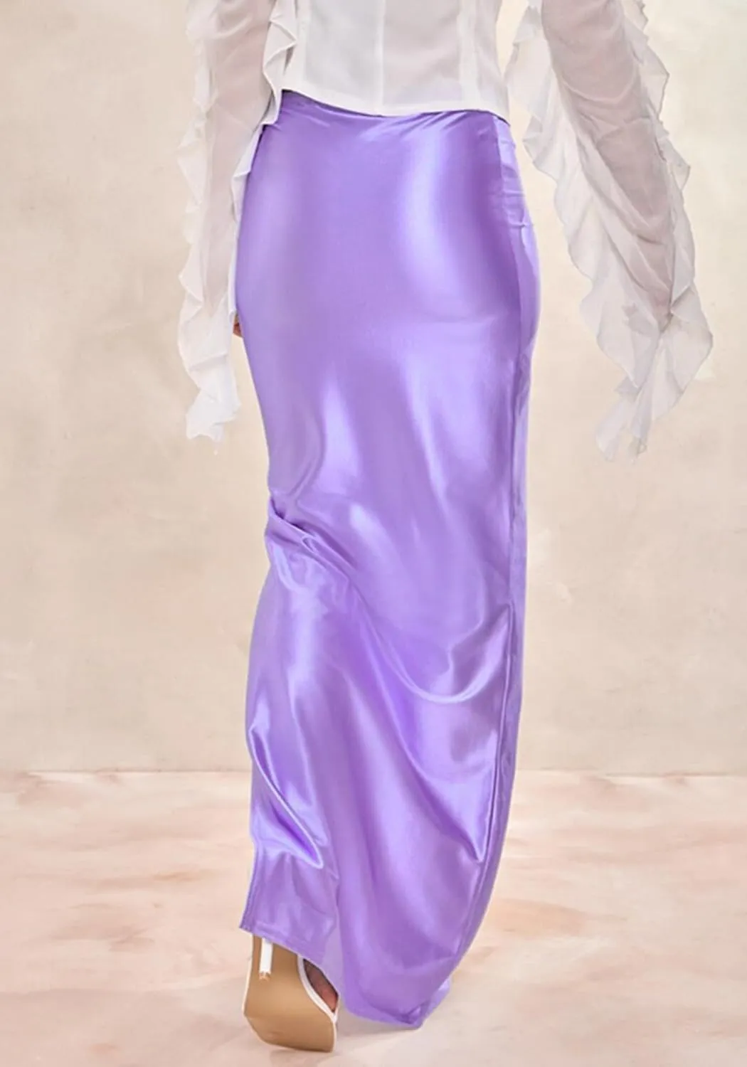 Molisry Women's Satin Silk Skirt Dressy High Waisted Side Slit Elegant A-Line Long Maxi Pencil Skirt Wedding