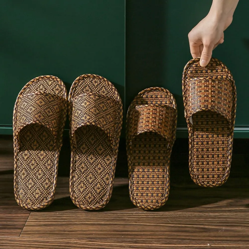 Molodo Rattan Slippers for Women Men Rattan Slides Non-slip Sandals Outdoor Indoor Beach Pool Slides
