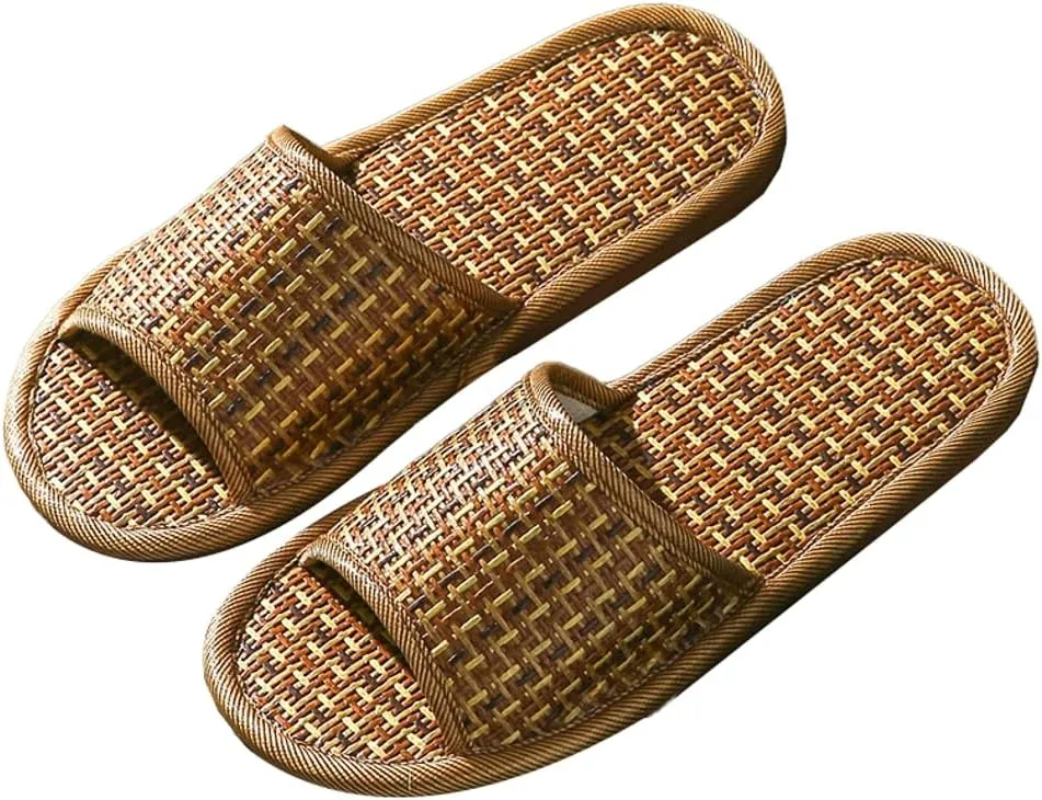Molodo Rattan Slippers for Women Men Rattan Slides Non-slip Sandals Outdoor Indoor Beach Pool Slides