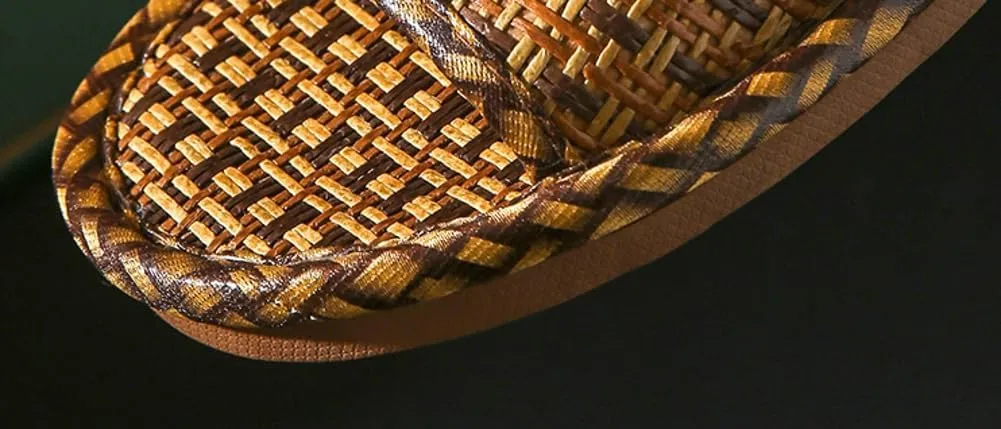 Molodo Rattan Slippers for Women Men Rattan Slides Non-slip Sandals Outdoor Indoor Beach Pool Slides