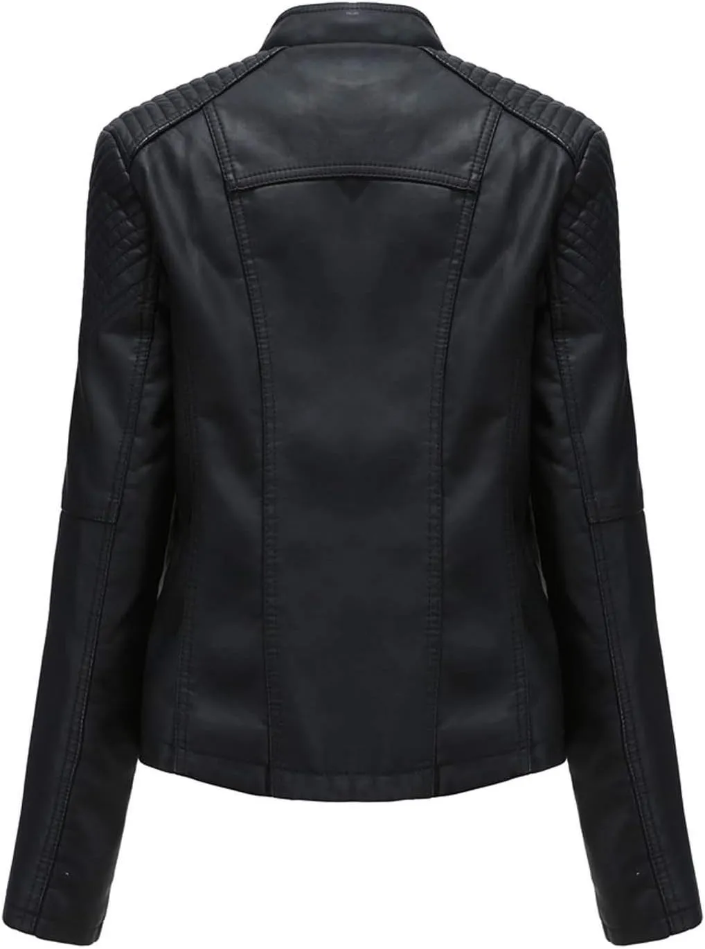 Motorcycle Jacket for Women Faux Leather Slim Fit Biker Coats Asymmetrical Zipper Long Sleeve Moto Jackets