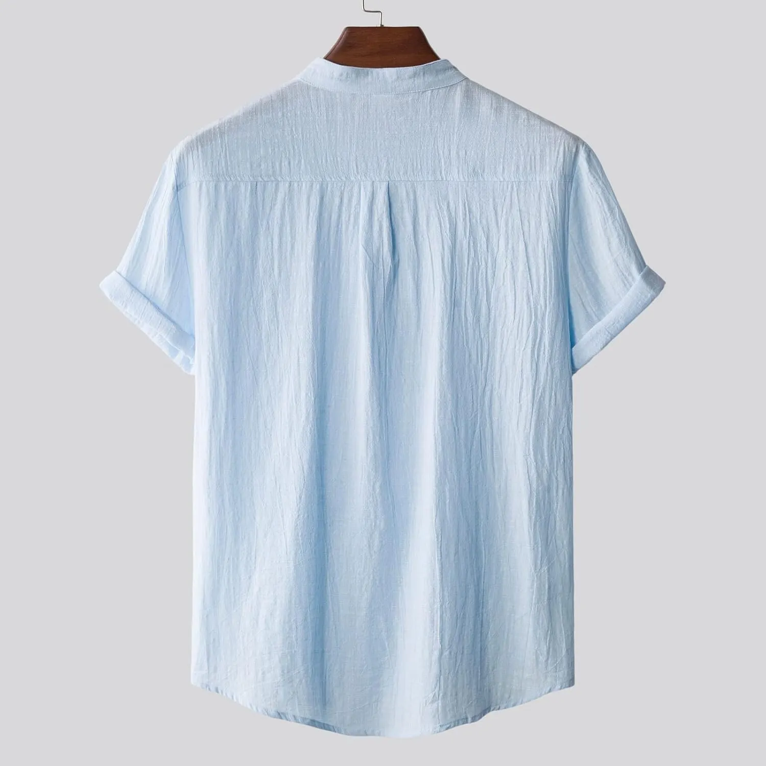 Muscularfit Cotton Linen Shirts for Men Casual Stylish Short Sleeve Chest Pocketed Button Down Top Summer Regular-Fit T Shirt