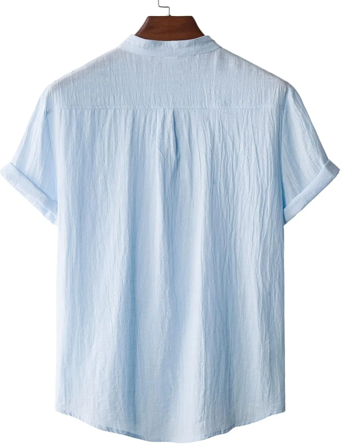 Muscularfit Cotton Linen Shirts for Men Casual Stylish Short Sleeve Chest Pocketed Button Down Top Summer Regular-Fit T Shirt