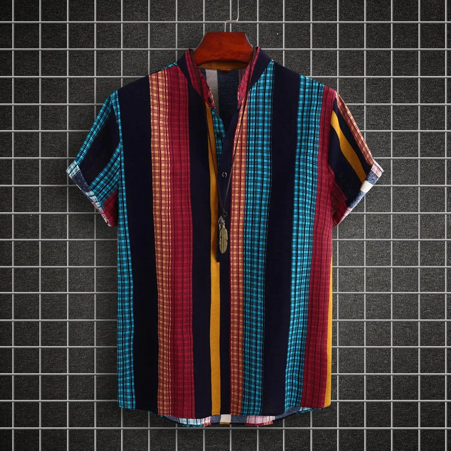 Muscularfit Mens Short Sleeve Shirts Summer Hawaiian Beach Cotton Linen Shirt Casual Loose Colorful Fashion Button Down Shirt