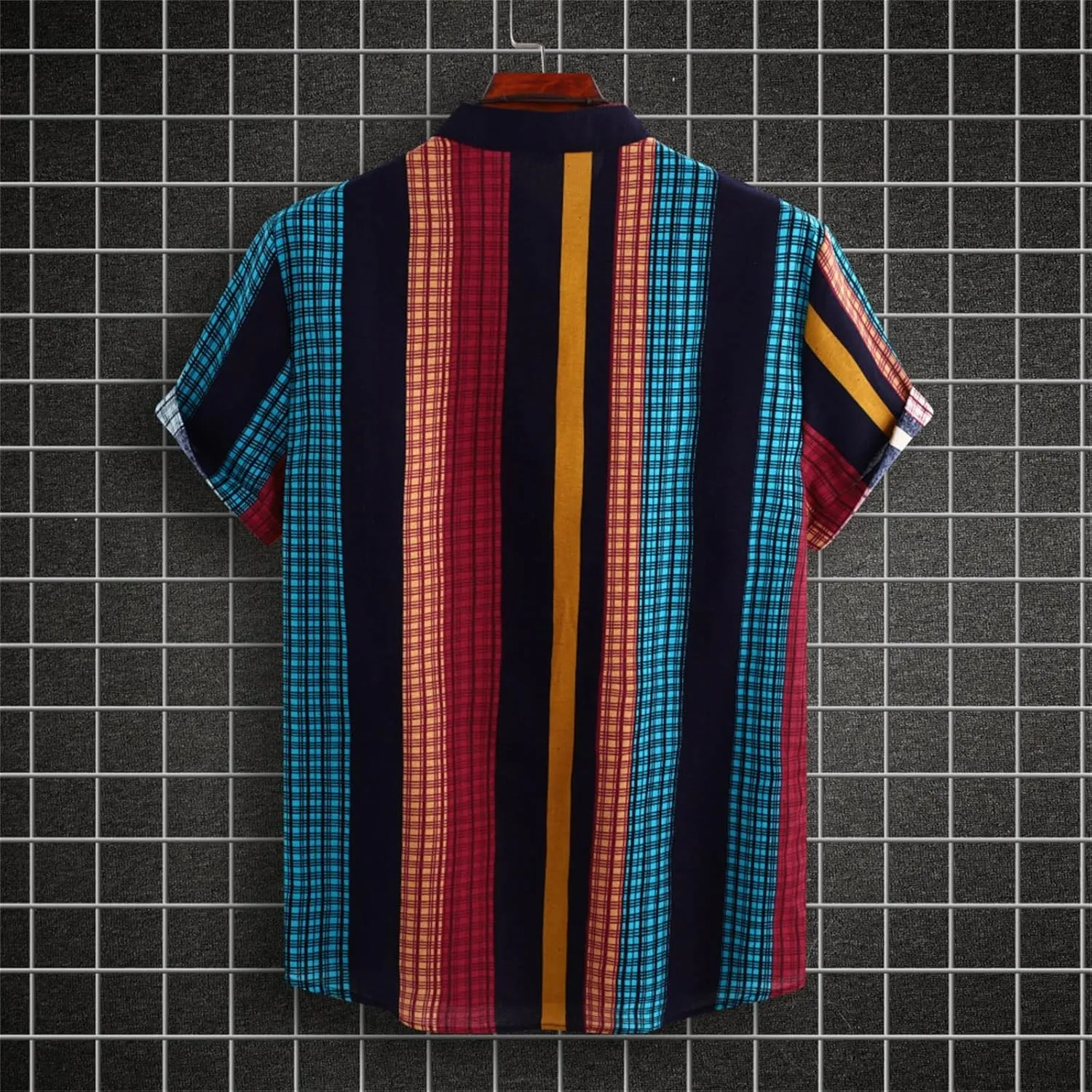 Muscularfit Mens Short Sleeve Shirts Summer Hawaiian Beach Cotton Linen Shirt Casual Loose Colorful Fashion Button Down Shirt
