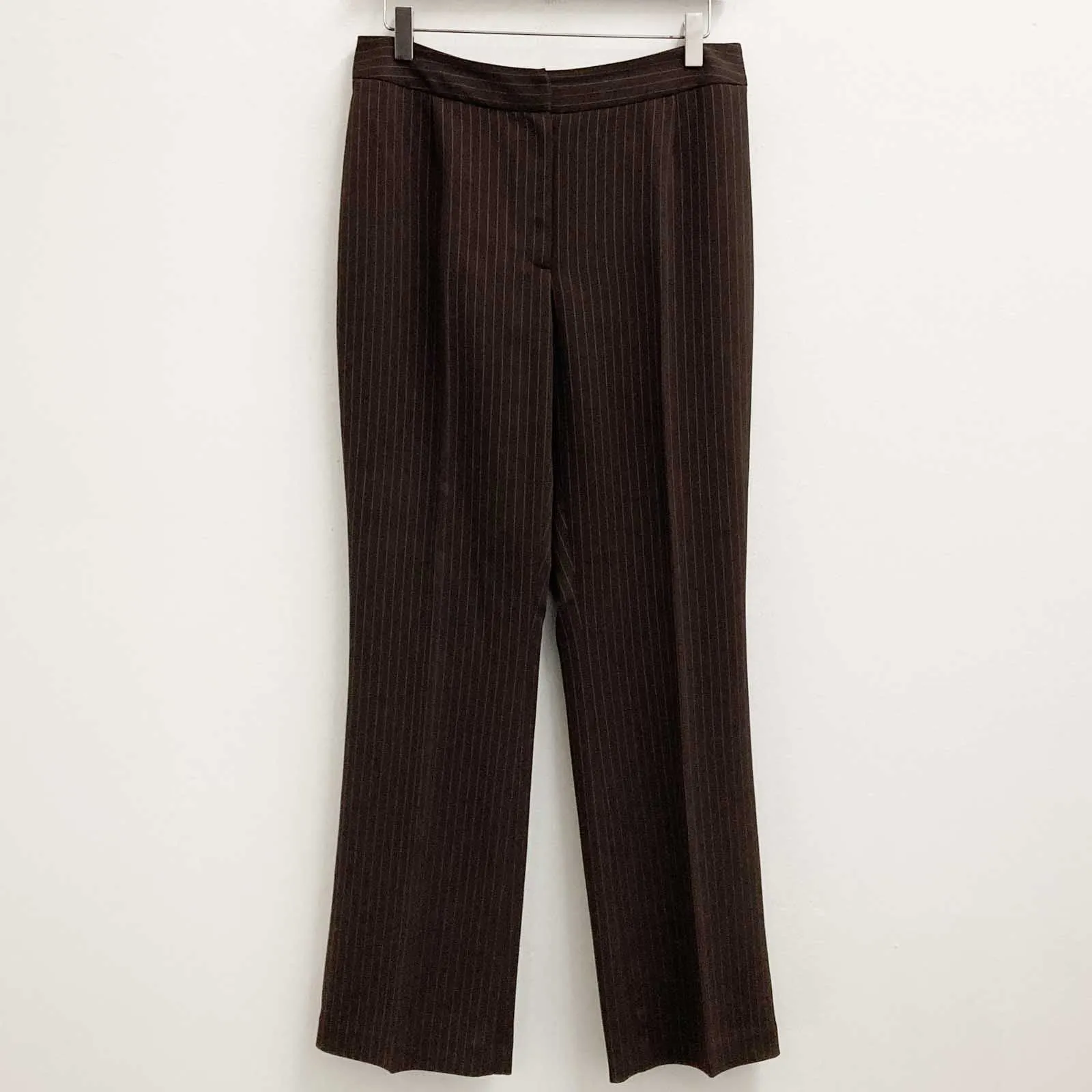 Next Trousers Size 12 Petite Brown Pinstripe Tailored Bootcut