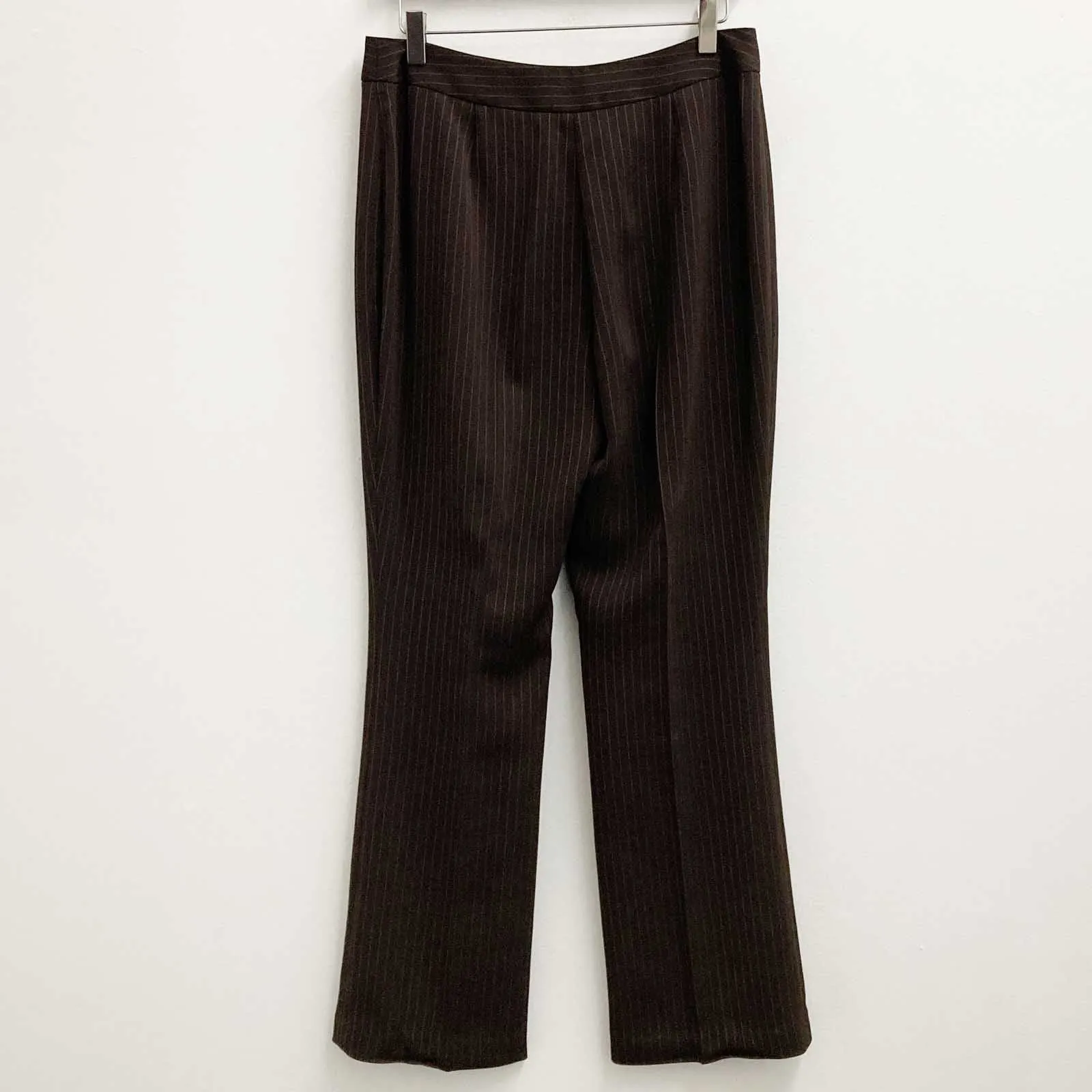 Next Trousers Size 12 Petite Brown Pinstripe Tailored Bootcut