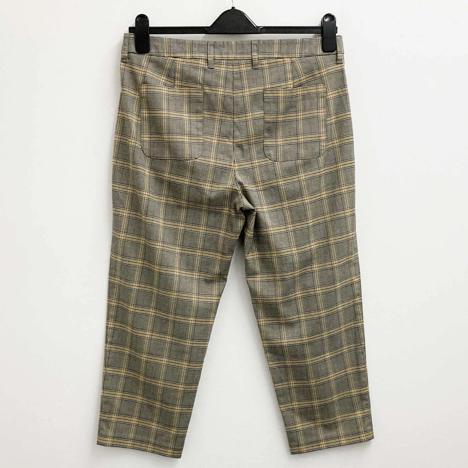 Next Trousers UK 14 Petite Grey Check Tailored Cropped