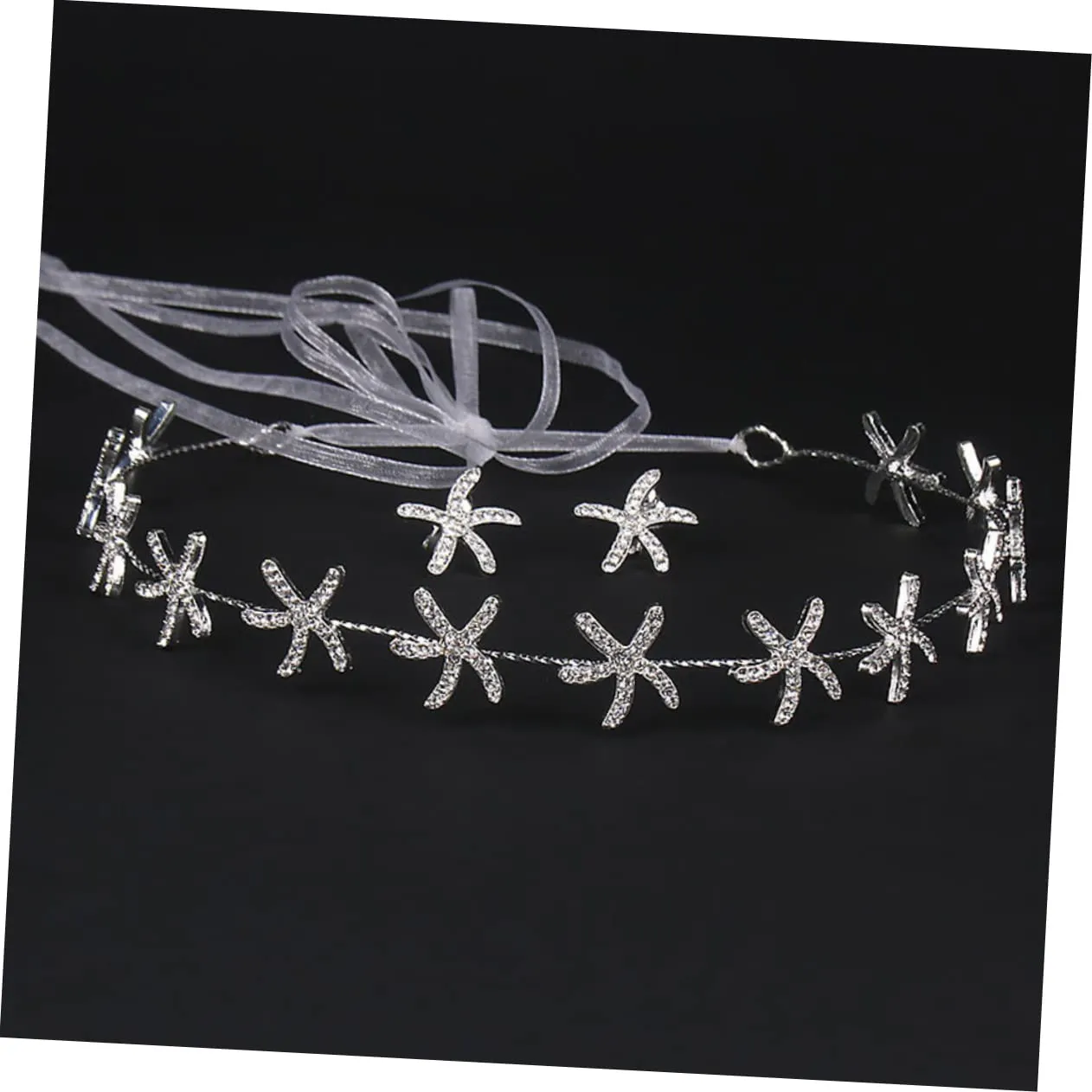 NOLITOY 1set Silver Star Hair Accessories for Weddings Bridal Headband with Earrings Rhinestone Sea Star Design Hair Jewelry for Special Occasions for Brides and Parties