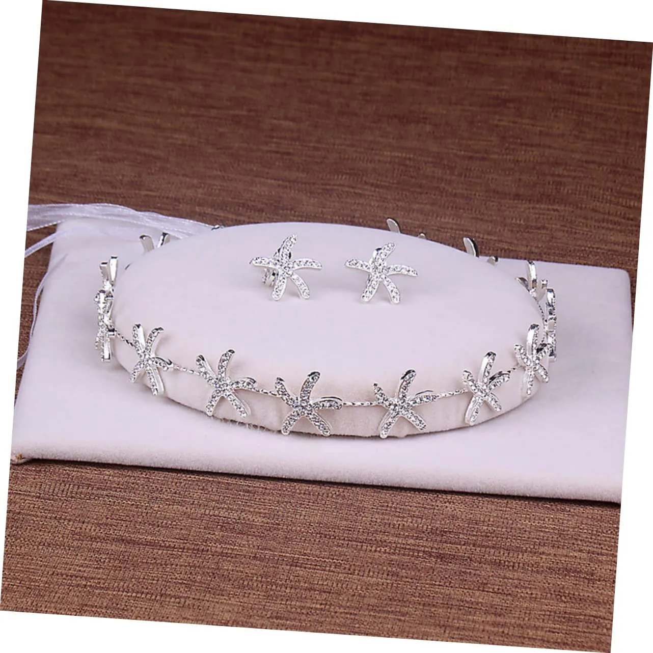 NOLITOY 1set Silver Star Hair Accessories for Weddings Bridal Headband with Earrings Rhinestone Sea Star Design Hair Jewelry for Special Occasions for Brides and Parties