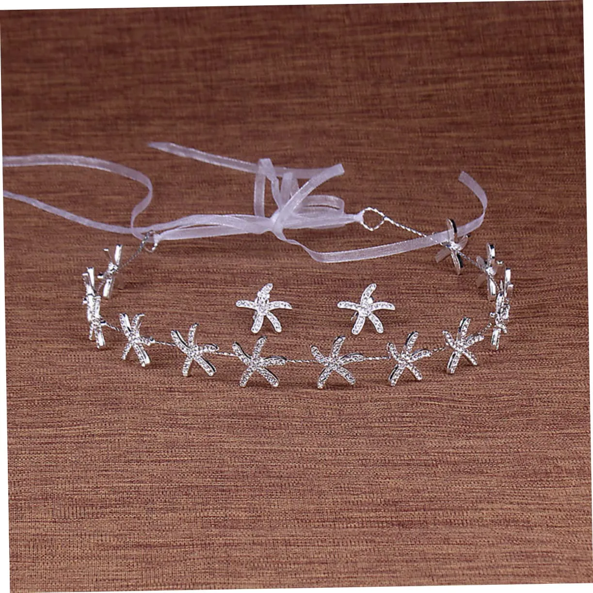 NOLITOY 1set Silver Star Hair Accessories for Weddings Bridal Headband with Earrings Rhinestone Sea Star Design Hair Jewelry for Special Occasions for Brides and Parties