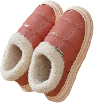 Non Skid House Slippers for Women Warm Winter House Shoes Womens Slippers with Arch Support Indoor Outdoor White Fluffy Slippers Closed Toe Outdoor Christmas Decorations Gifts for Women 2023