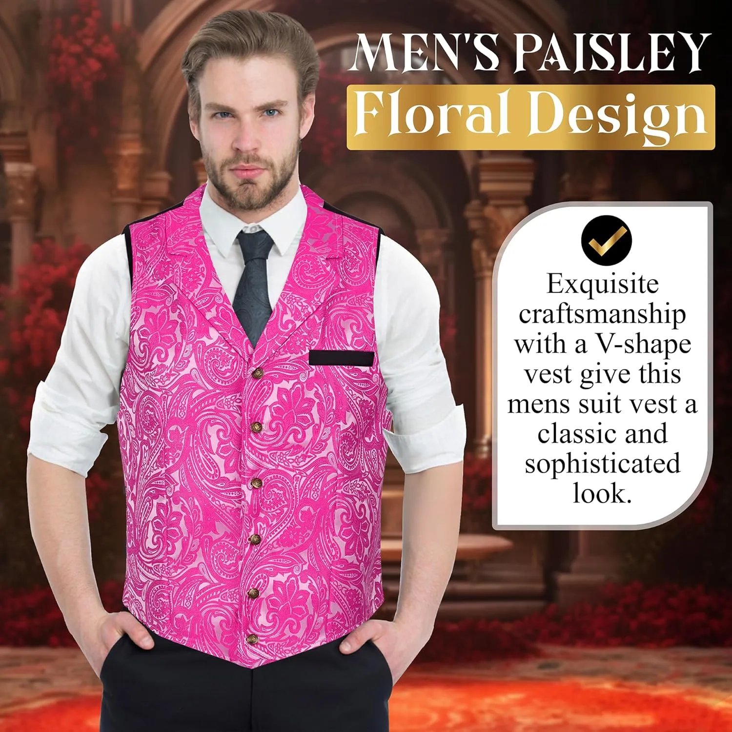 Oliver George Men's Victorian Suit Jacket & Waistcoat - Steampunk Gothic Paisley Design