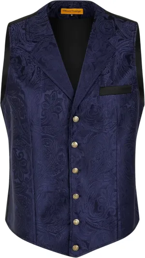 Oliver George Men's Victorian Suit Jacket & Waistcoat - Steampunk Gothic Paisley Design
